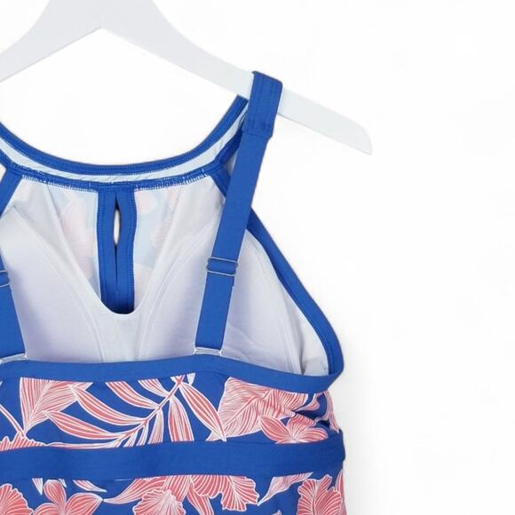 LANDS' END Tummy Control Keyhole Neck Tankini Swimsuit in Tropic Blue - 10DDD - Picture 6 of 9